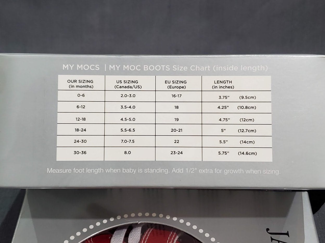 Jack and lily shoes size chart outlet